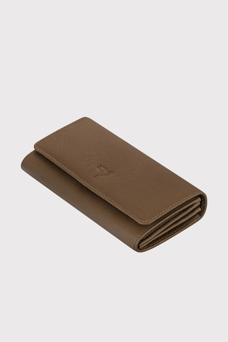Zoozie Bags Cartera para Mujer Angel - Caqui, 100% Piel Auténtica, Elegante y Sofisticada, Ideal para el Día a Día y Ocasiones Especiales